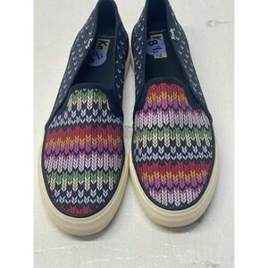 Keds Women's Slip On Sneakers Shoes Navy Geometric Knit Print Size 8.5